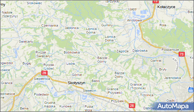 mapa Bączal Górny, Bączal Górny na mapie Targeo