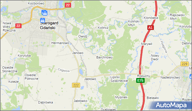 mapa Barchnowy, Barchnowy na mapie Targeo