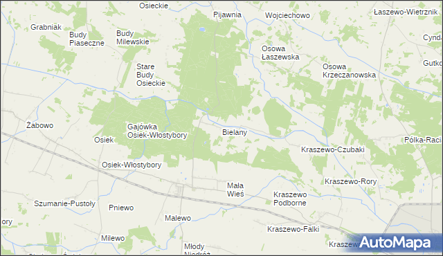 mapa Bielany gmina Raciąż, Bielany gmina Raciąż na mapie Targeo
