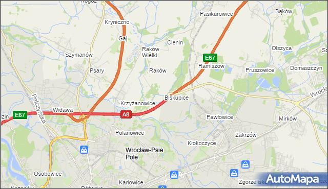 mapa Biskupice gmina Wisznia Mała, Biskupice gmina Wisznia Mała na mapie Targeo