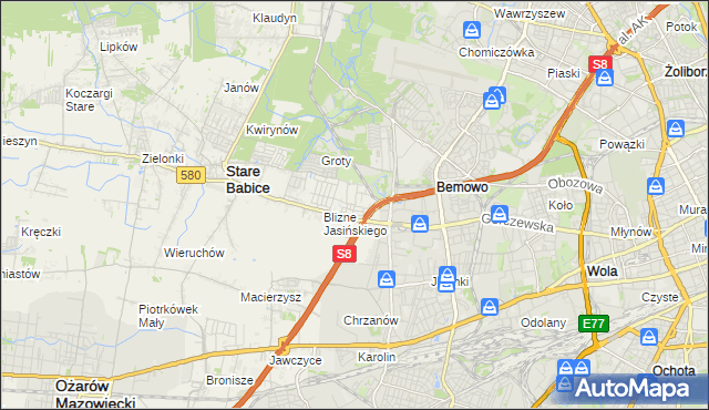 mapa Blizne Łaszczyńskiego, Blizne Łaszczyńskiego na mapie Targeo