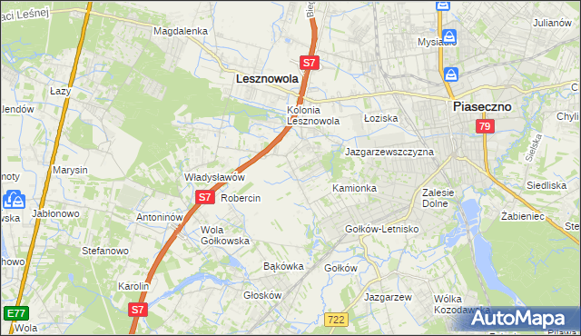 mapa Bobrowiec gmina Piaseczno, Bobrowiec gmina Piaseczno na mapie Targeo