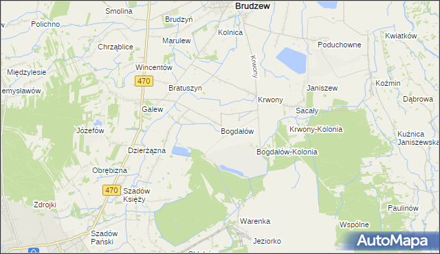 mapa Bogdałów, Bogdałów na mapie Targeo
