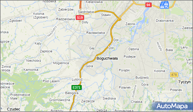 mapa Boguchwała powiat rzeszowski, Boguchwała powiat rzeszowski na mapie Targeo