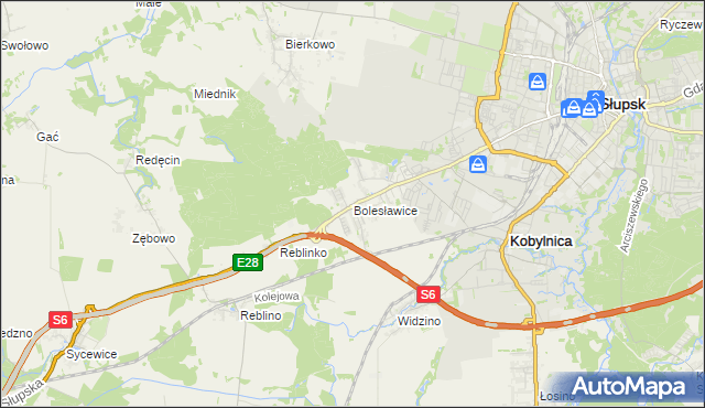 mapa Bolesławice gmina Kobylnica, Bolesławice gmina Kobylnica na mapie Targeo
