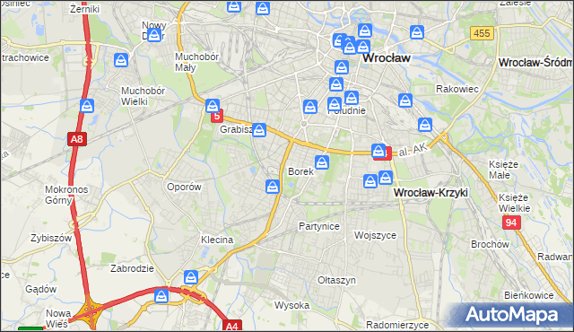 mapa Borek gmina Wrocław, Borek gmina Wrocław na mapie Targeo