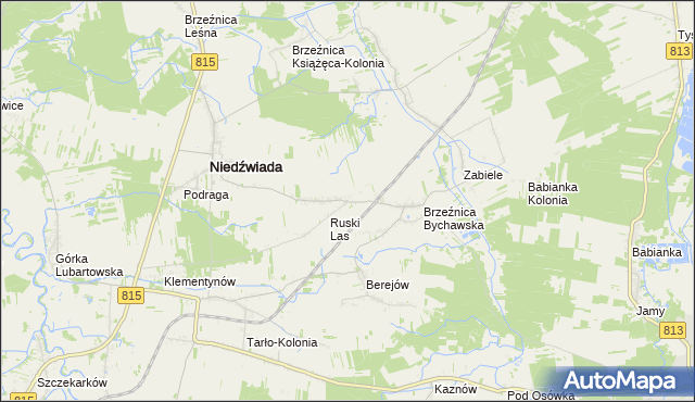 mapa Brzeźnica Bychawska-Kolonia, Brzeźnica Bychawska-Kolonia na mapie Targeo
