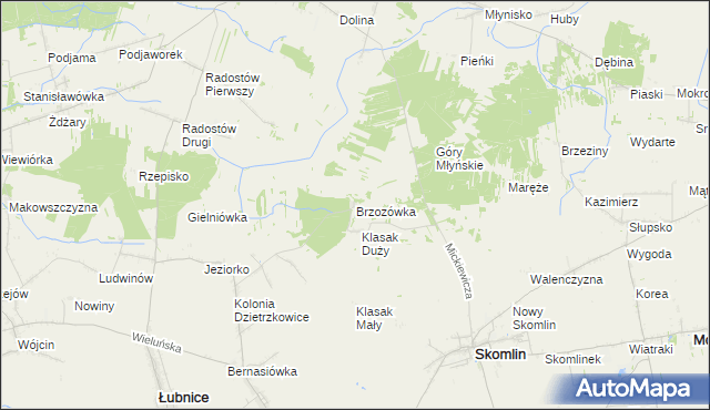 mapa Brzozówka gmina Łubnice, Brzozówka gmina Łubnice na mapie Targeo