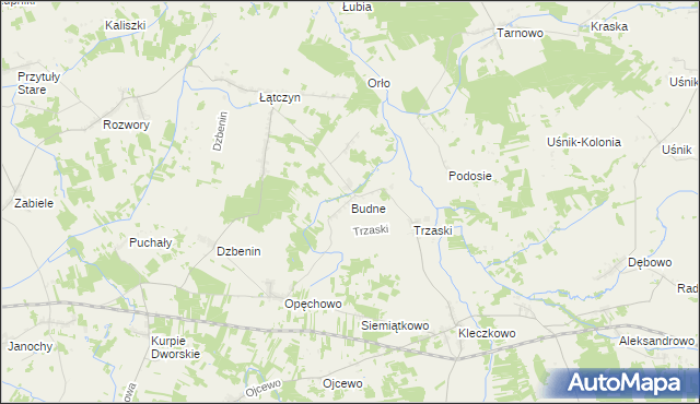mapa Budne gmina Troszyn, Budne gmina Troszyn na mapie Targeo