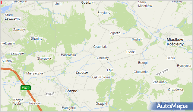 mapa Chęciny gmina Górzno, Chęciny gmina Górzno na mapie Targeo