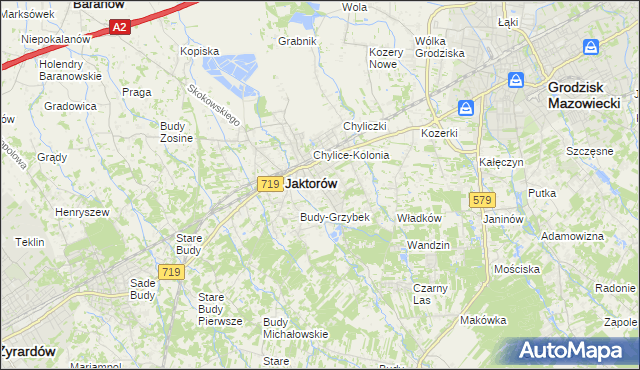 mapa Chylice gmina Jaktorów, Chylice gmina Jaktorów na mapie Targeo