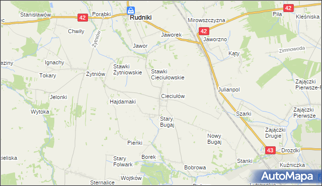 mapa Cieciułów, Cieciułów na mapie Targeo