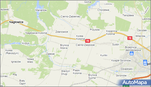 mapa Cierno-Zaszosie, Cierno-Zaszosie na mapie Targeo
