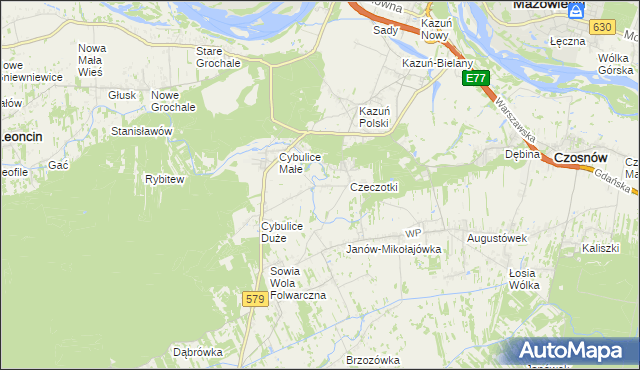 mapa Cybulice, Cybulice na mapie Targeo