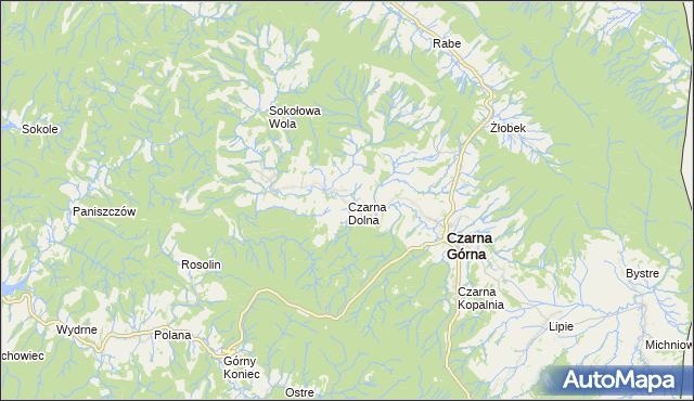 mapa Czarna Dolna, Czarna Dolna na mapie Targeo