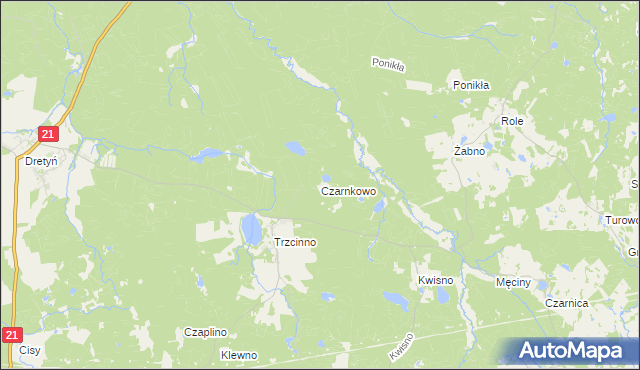 mapa Czarnkowo gmina Trzebielino, Czarnkowo gmina Trzebielino na mapie Targeo