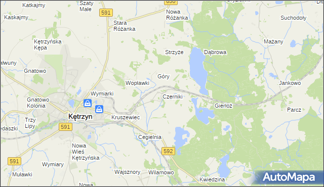 mapa Czerniki gmina Kętrzyn, Czerniki gmina Kętrzyn na mapie Targeo