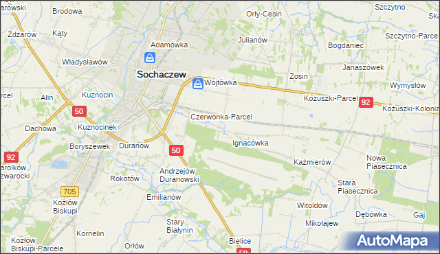 mapa Czyste gmina Sochaczew, Czyste gmina Sochaczew na mapie Targeo