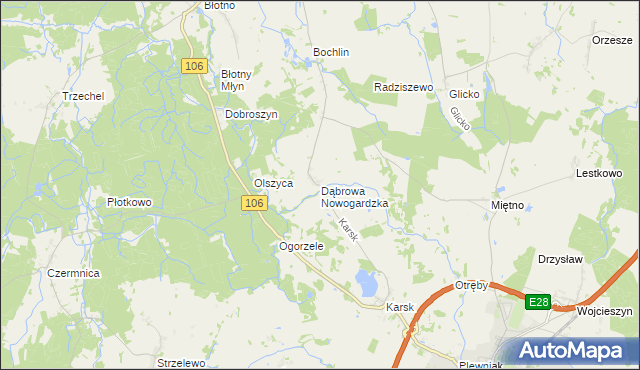 mapa Dąbrowa Nowogardzka, Dąbrowa Nowogardzka na mapie Targeo
