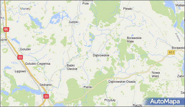 mapa Dąbrowskie gmina Olecko, Dąbrowskie gmina Olecko na mapie Targeo