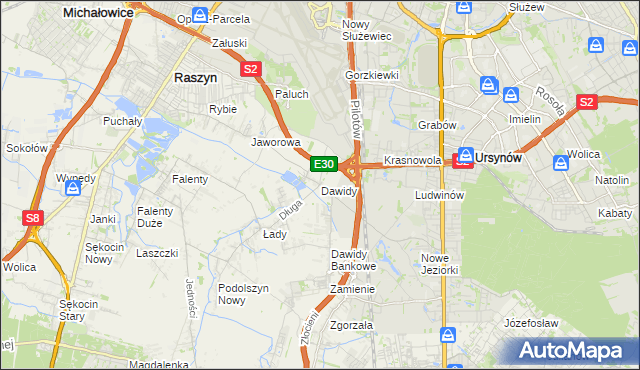 mapa Dawidy gmina Raszyn, Dawidy gmina Raszyn na mapie Targeo