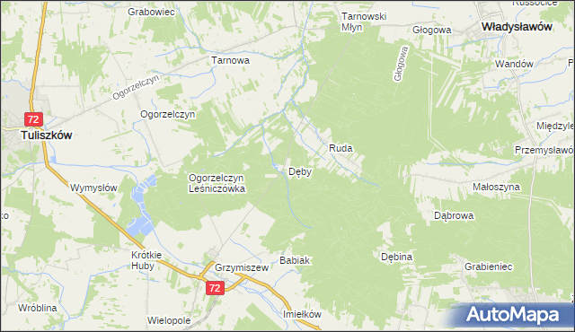 mapa Dęby gmina Tuliszków, Dęby gmina Tuliszków na mapie Targeo
