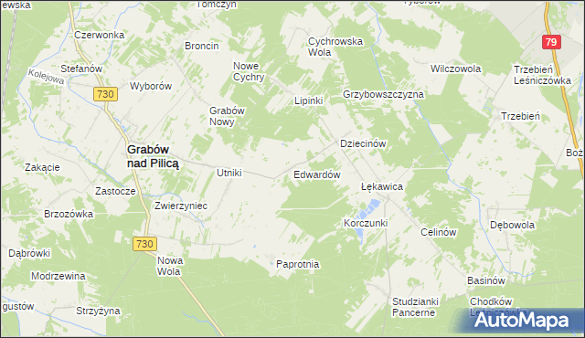mapa Edwardów gmina Grabów nad Pilicą, Edwardów gmina Grabów nad Pilicą na mapie Targeo