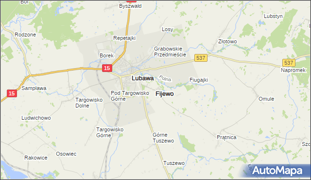 mapa Fijewo gmina Lubawa, Fijewo gmina Lubawa na mapie Targeo