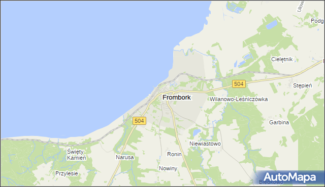 mapa Frombork, Frombork na mapie Targeo