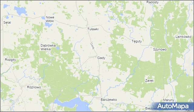 mapa Gady, Gady na mapie Targeo