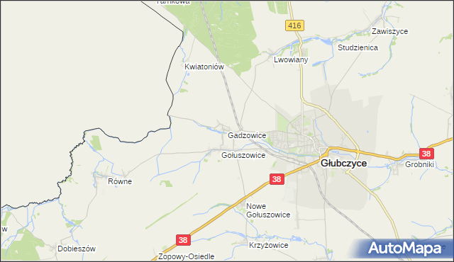 mapa Gadzowice, Gadzowice na mapie Targeo