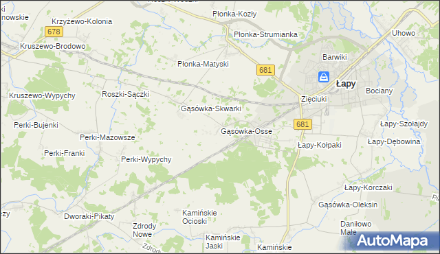 mapa Gąsówka-Osse, Gąsówka-Osse na mapie Targeo