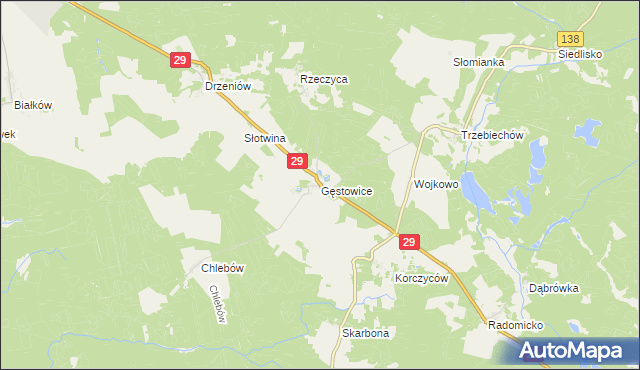 mapa Gęstowice, Gęstowice na mapie Targeo