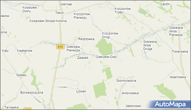 mapa Giełczew-Doły, Giełczew-Doły na mapie Targeo