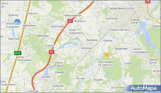 mapa Głosków gmina Piaseczno, Głosków gmina Piaseczno na mapie Targeo