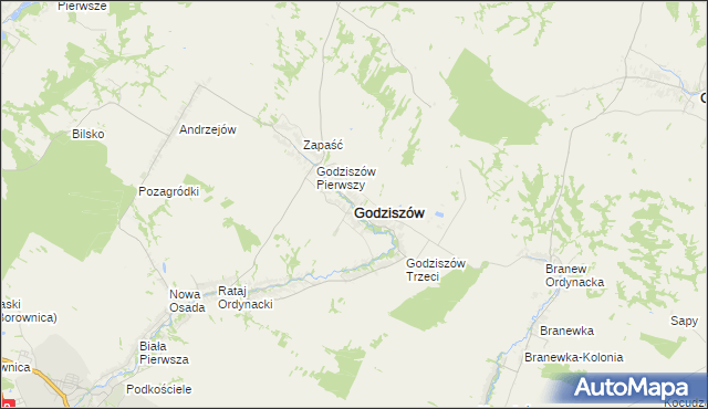 mapa Godziszów powiat janowski, Godziszów powiat janowski na mapie Targeo