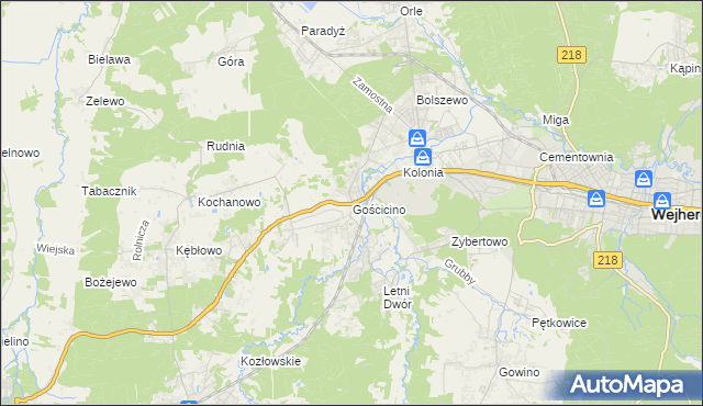 mapa Gościcino, Gościcino na mapie Targeo