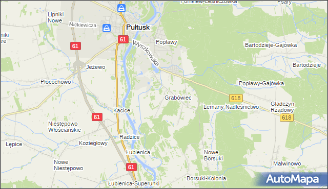 mapa Grabówiec gmina Pułtusk, Grabówiec gmina Pułtusk na mapie Targeo