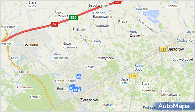 mapa Henryszew, Henryszew na mapie Targeo