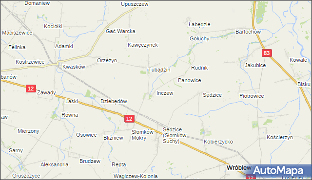 mapa Inczew, Inczew na mapie Targeo