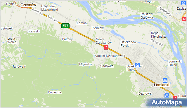 mapa Izabelin-Dziekanówek, Izabelin-Dziekanówek na mapie Targeo