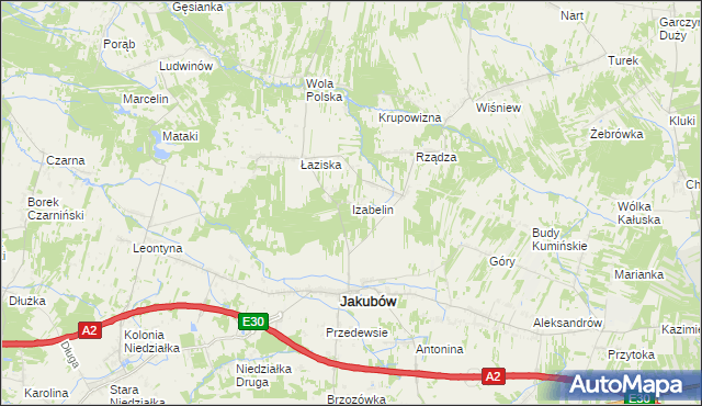 mapa Izabelin gmina Jakubów, Izabelin gmina Jakubów na mapie Targeo