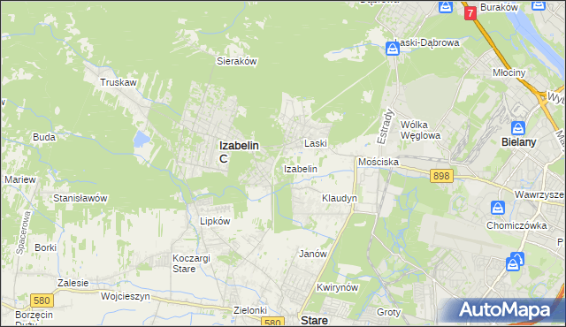 mapa Izabelin powiat warszawski zachodni, Izabelin powiat warszawski zachodni na mapie Targeo