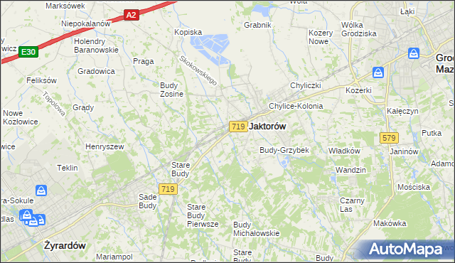 mapa Jaktorów-Kolonia, Jaktorów-Kolonia na mapie Targeo