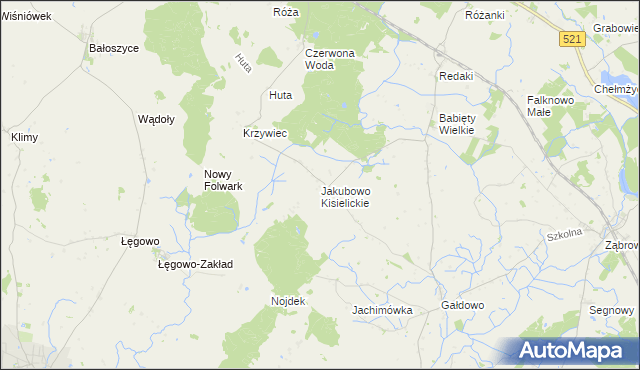 mapa Jakubowo Kisielickie, Jakubowo Kisielickie na mapie Targeo
