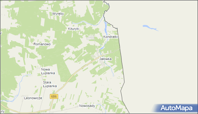 mapa Jałówka gmina Michałowo, Jałówka gmina Michałowo na mapie Targeo