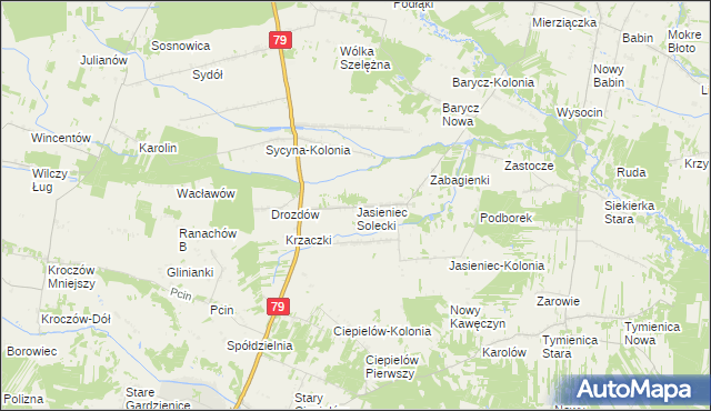 mapa Jasieniec Solecki, Jasieniec Solecki na mapie Targeo