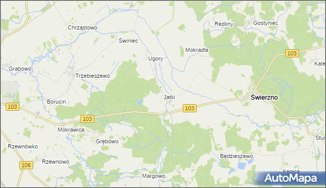 mapa Jatki gmina Świerzno, Jatki gmina Świerzno na mapie Targeo