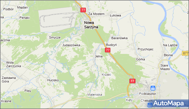 mapa Jelna gmina Nowa Sarzyna, Jelna gmina Nowa Sarzyna na mapie Targeo
