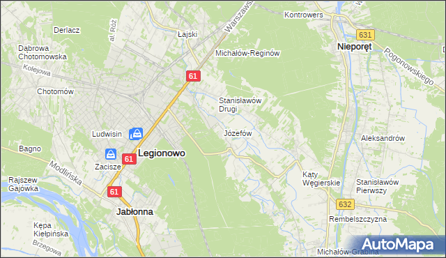 mapa Józefów gmina Nieporęt, Józefów gmina Nieporęt na mapie Targeo